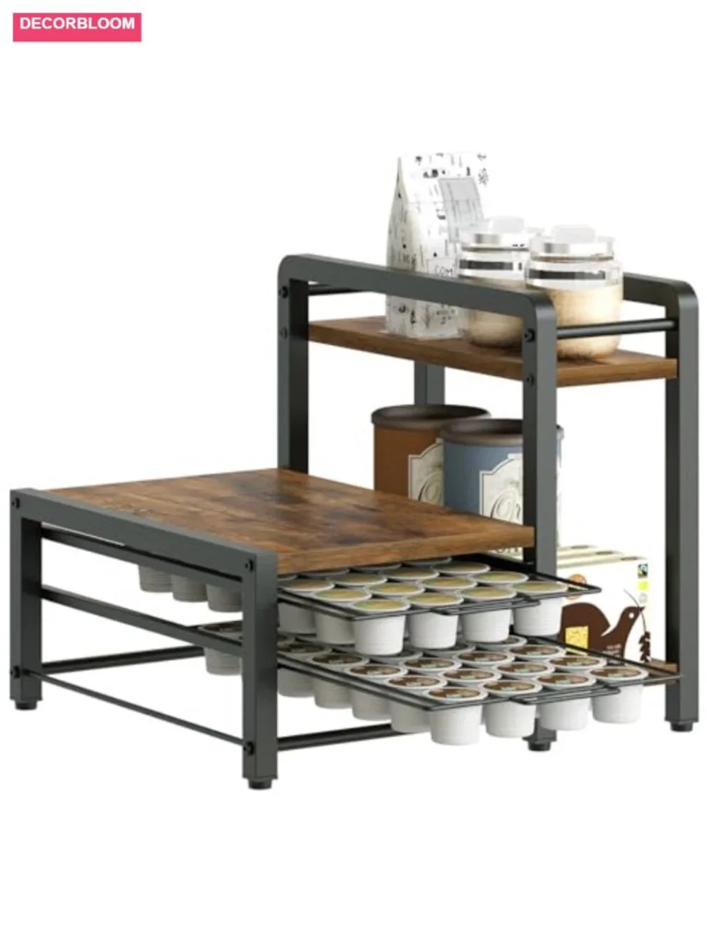 Coffee Pod Holder with 2-Tier Sliding Drawer, 56 Pods Capacity